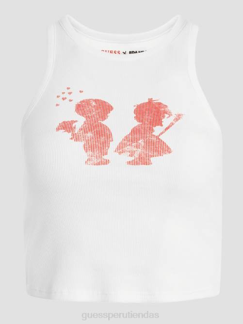 GUESS camiseta sin mangas con gráfico de niño y niña mujer 0P8X1232 blanco puro vestir