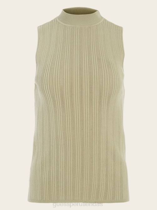GUESS camiseta sin mangas zoe de cuello alto mujer 0P8X1057 jardín de salvia vestir