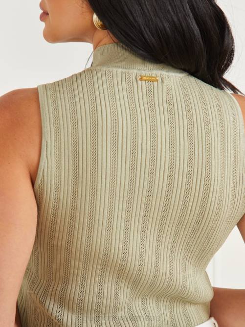 GUESS camiseta sin mangas zoe de cuello alto mujer 0P8X1057 jardín de salvia vestir