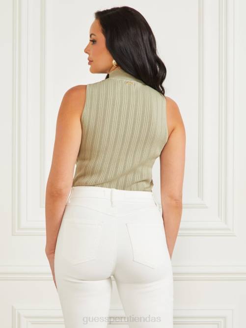 GUESS camiseta sin mangas zoe de cuello alto mujer 0P8X1057 jardín de salvia vestir