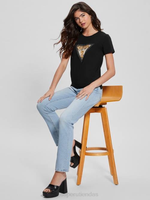 GUESS camiseta triangular eco animal mujer 0P8X1129 negro vestir