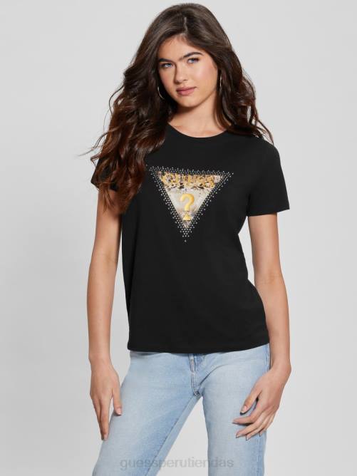 GUESS camiseta triangular eco animal mujer 0P8X1129 negro vestir
