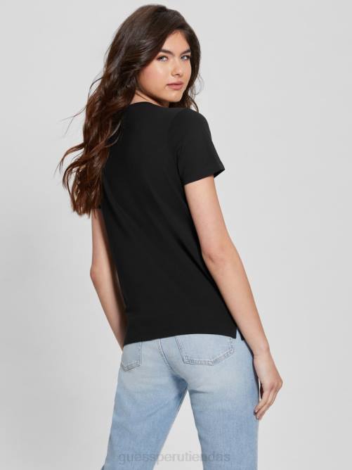 GUESS camiseta triangular eco animal mujer 0P8X1129 negro vestir