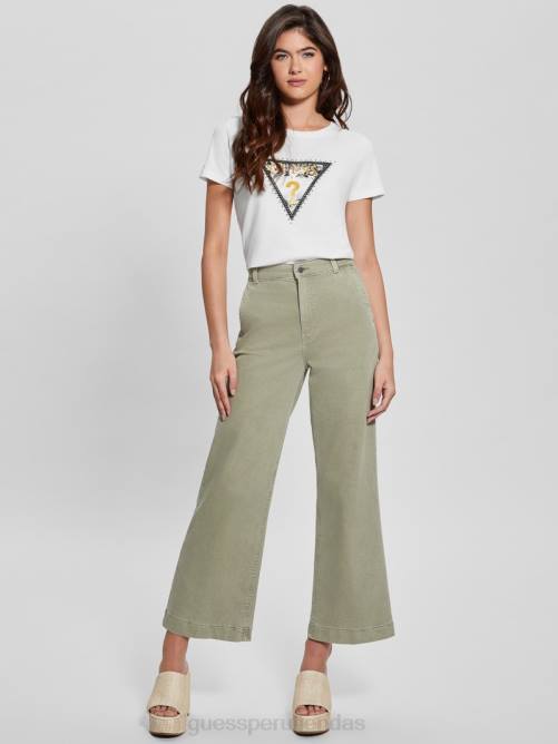 GUESS camiseta triangular eco animal mujer 0P8X1255 blanco crema vestir