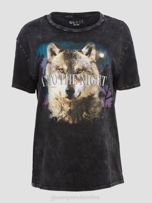 GUESS en la noche camiseta fácil mujer 0P8X1680 negro azabache multicolor vestir