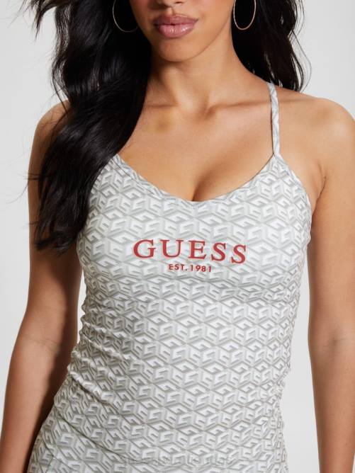 GUESS tanque activo eco g-cube mujer 0P8X1006 raya g-cube pequeño gris vestir