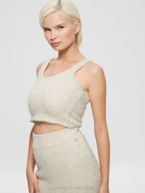 GUESS tanque de suéter difuso tinsley mujer 0P8X1509 blanco crema multicolor vestir