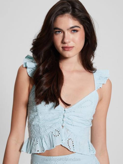 GUESS top arielle con ojales mujer 0P8X1305 caprichoso azul multi vestir