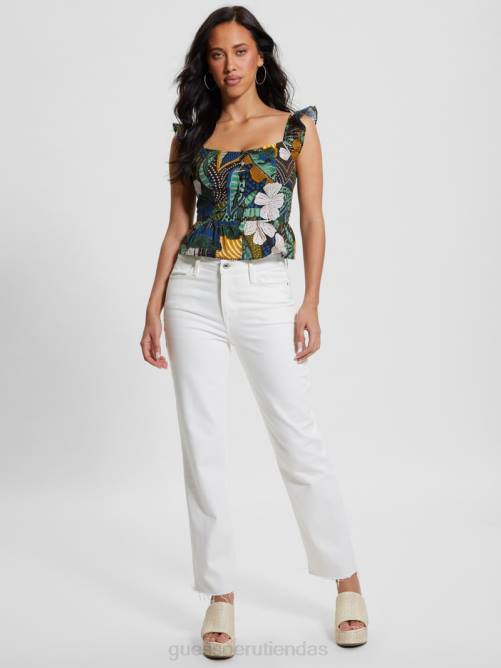 GUESS top con sobrefalda eco carine mujer 0P8X973 viajero tropical vestir