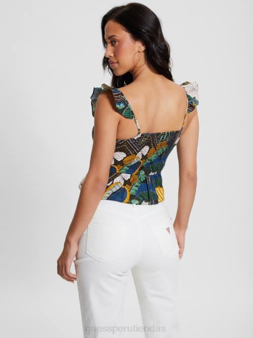 GUESS top con sobrefalda eco carine mujer 0P8X973 viajero tropical vestir