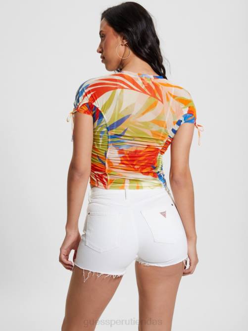 GUESS top eco amaya fruncido mujer 0P8X989 impresión de la habana vestir