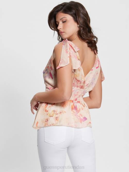 GUESS top fruncido roxan mujer 0P8X1121 romance recuperado vestir