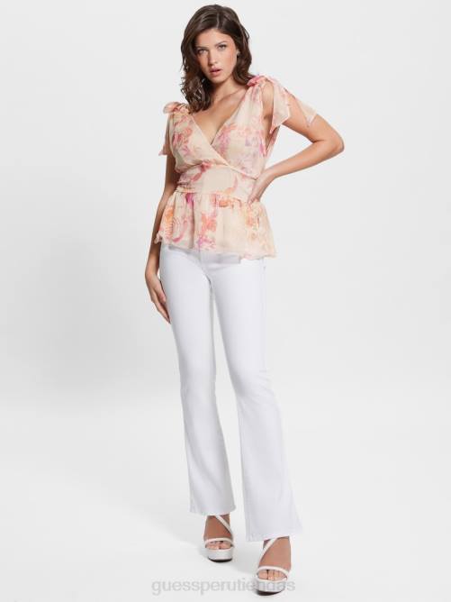 GUESS top fruncido roxan mujer 0P8X1121 romance recuperado vestir