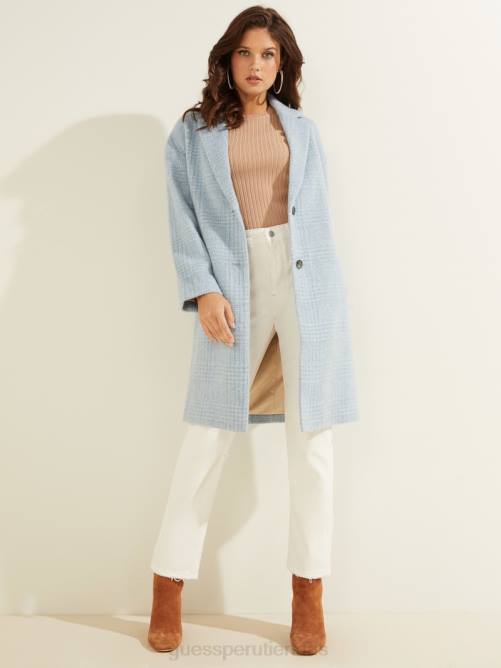 GUESS abrigo Destiny en mezcla de lana mujer 0P8X1760 vía aérea azul multi vestir