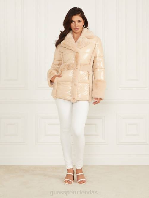 GUESS abrigo acolchado bessie mujer 0P8X1906 marfil neutro vestir
