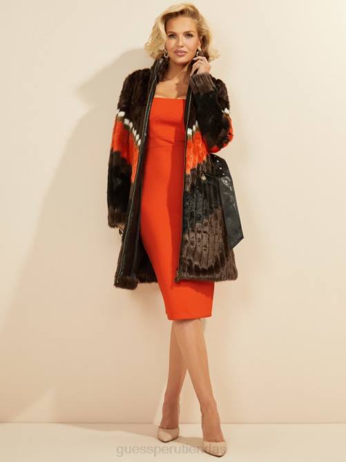 GUESS abrigo judy de piel sintética mujer 0P8X1934 galón naranja vestir