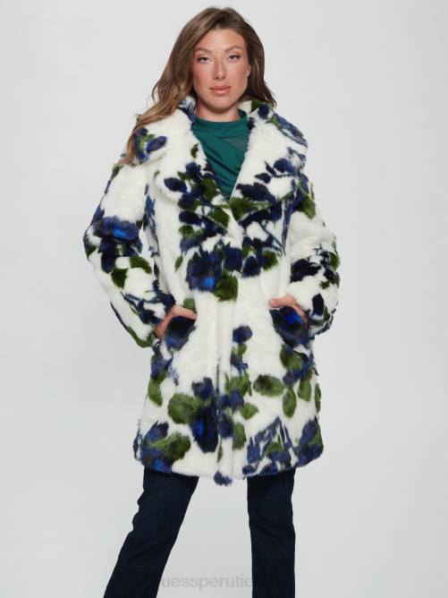 GUESS abrigo magda de piel sintética mujer 0P8X1914 combo flor fantasía azul vestir