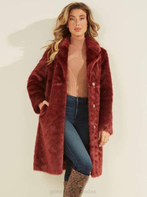 GUESS abrigo marisol de piel sintética mujer 0P8X1932 merlot rubí vestir