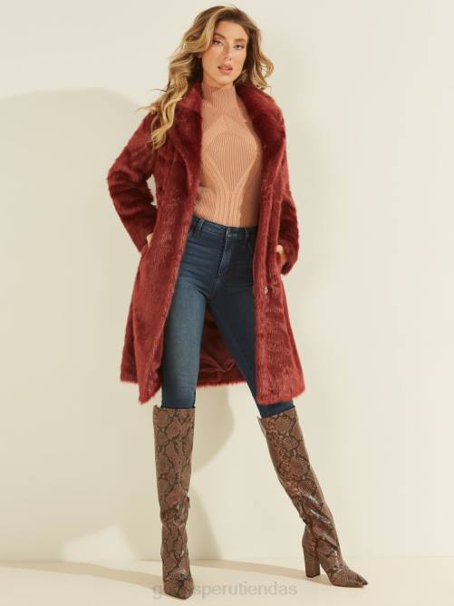 GUESS abrigo marisol de piel sintética mujer 0P8X1932 merlot rubí vestir
