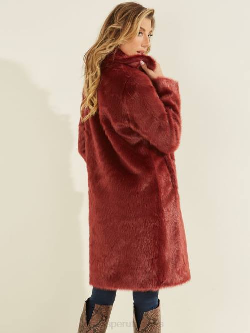 GUESS abrigo marisol de piel sintética mujer 0P8X1932 merlot rubí vestir