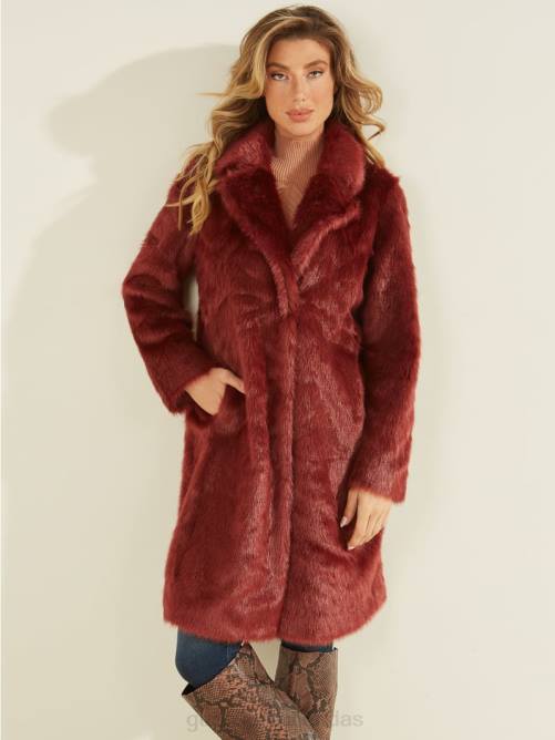 GUESS abrigo marisol de piel sintética mujer 0P8X1932 merlot rubí vestir