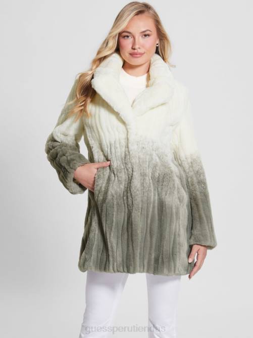 GUESS abrigo marta de piel sintética mujer 0P8X1958 combo blanco salvia sombreado vestir