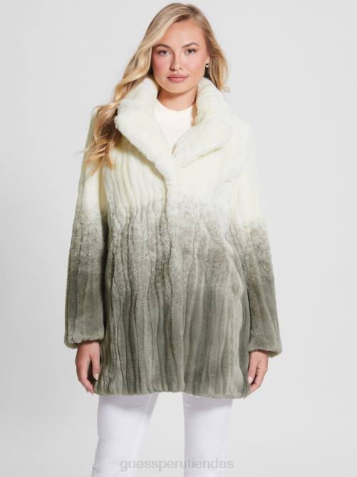 GUESS abrigo marta de piel sintética mujer 0P8X1958 combo blanco salvia sombreado vestir