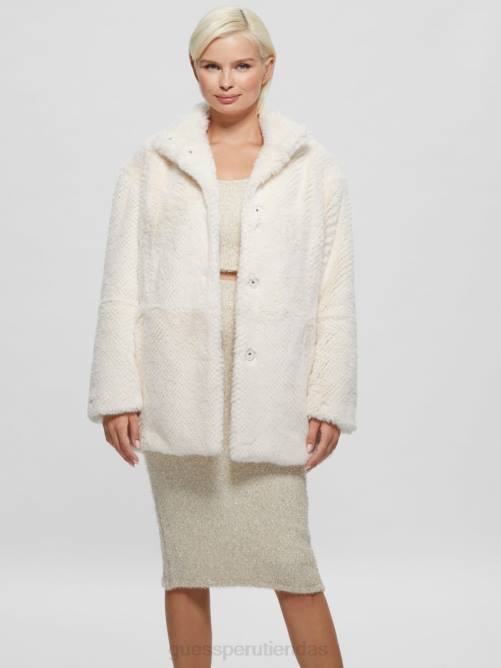 GUESS abrigo michelina de piel sintética mujer 0P8X1885 blanco crema vestir