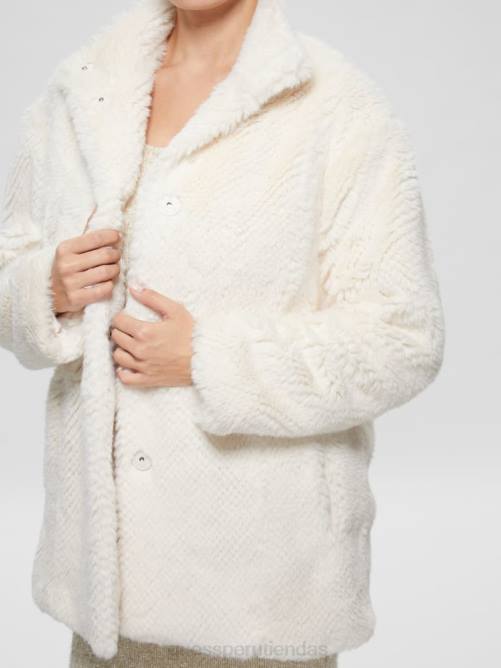 GUESS abrigo michelina de piel sintética mujer 0P8X1885 blanco crema vestir