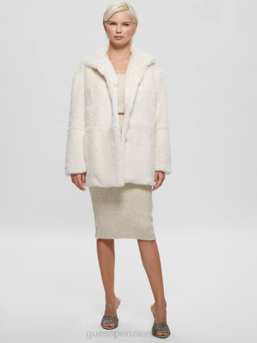 GUESS abrigo michelina de piel sintética mujer 0P8X1885 blanco crema vestir