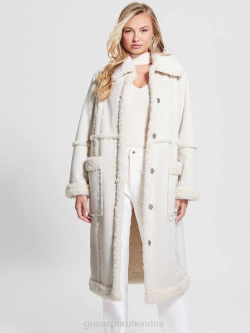 GUESS abrigo nicoletta mujer 0P8X1894 blanco crema vestir