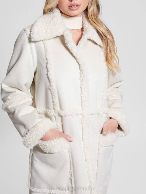 GUESS abrigo nicoletta mujer 0P8X1894 blanco crema vestir