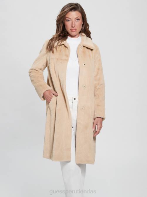GUESS abrigo simmone de piel sintética mujer 0P8X1918 topo espumoso vestir