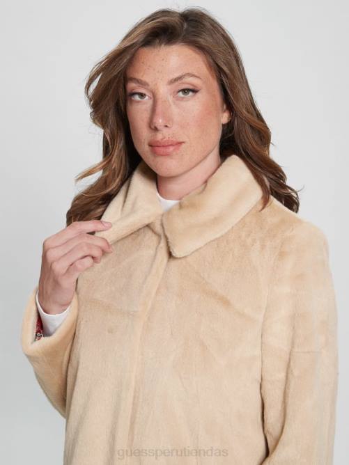 GUESS abrigo simmone de piel sintética mujer 0P8X1918 topo espumoso vestir