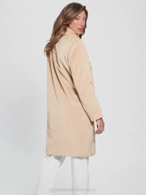 GUESS abrigo simmone de piel sintética mujer 0P8X1918 topo espumoso vestir
