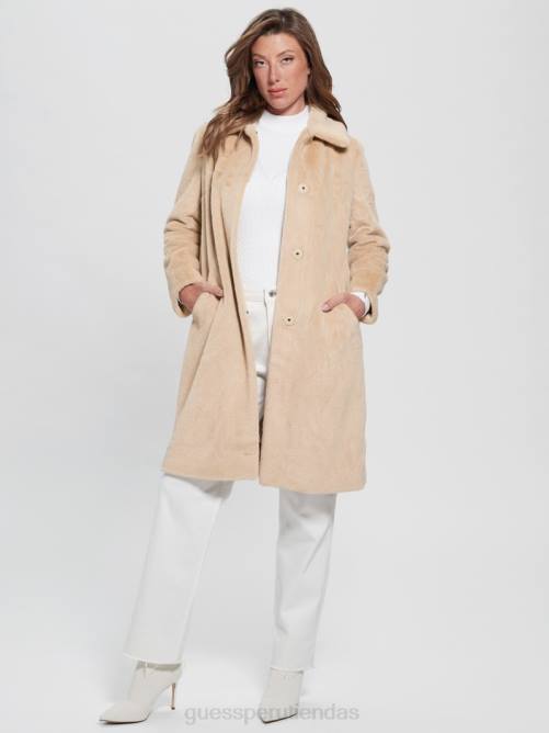 GUESS abrigo simmone de piel sintética mujer 0P8X1918 topo espumoso vestir