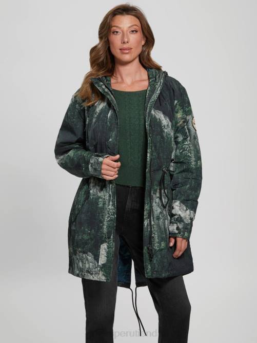 GUESS anorak as mujer 0P8X1962 impresión de acantilados del bosque vestir