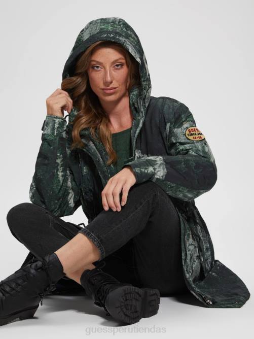GUESS anorak as mujer 0P8X1962 impresión de acantilados del bosque vestir
