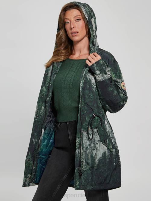 GUESS anorak as mujer 0P8X1962 impresión de acantilados del bosque vestir
