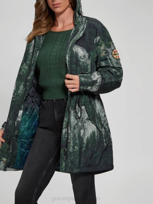 GUESS anorak as mujer 0P8X1962 impresión de acantilados del bosque vestir