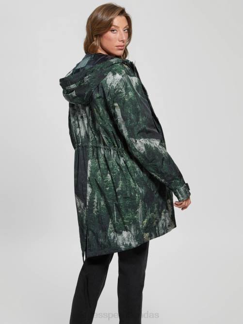 GUESS anorak as mujer 0P8X1962 impresión de acantilados del bosque vestir