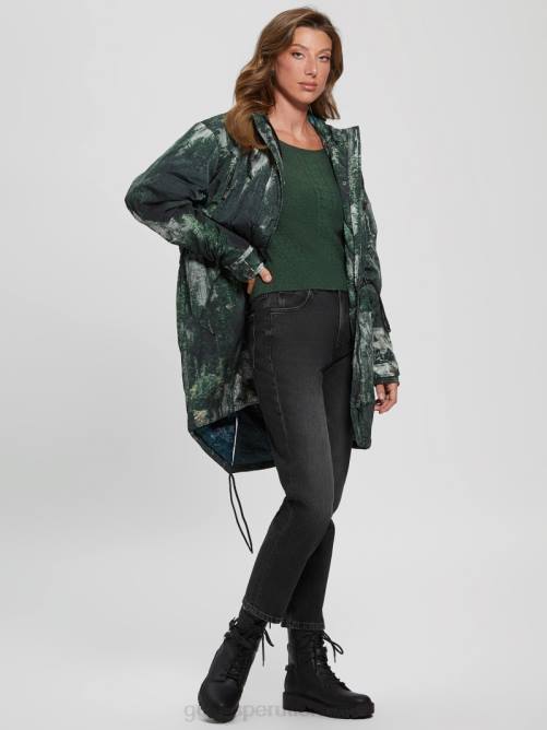 GUESS anorak as mujer 0P8X1962 impresión de acantilados del bosque vestir