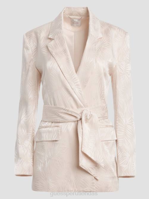 GUESS blazer Holly de jacquard con cinturón mujer 0P8X1729 madreperla vestir
