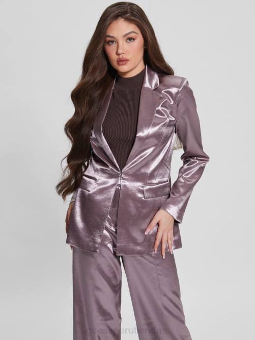 GUESS blazer breta de satén mujer 0P8X1801 violeta rosado vestir