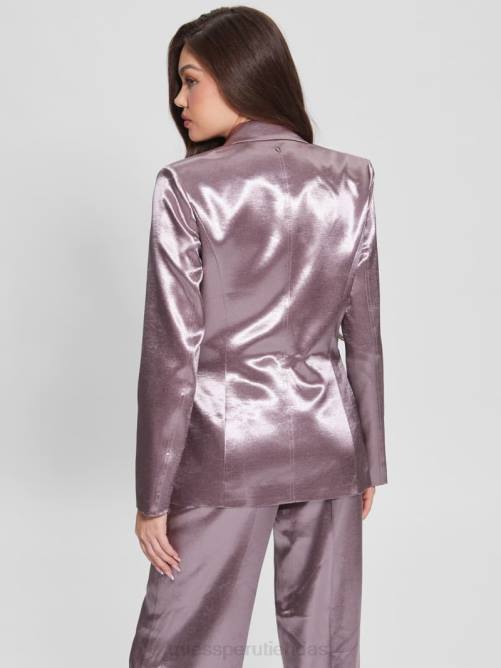 GUESS blazer breta de satén mujer 0P8X1801 violeta rosado vestir