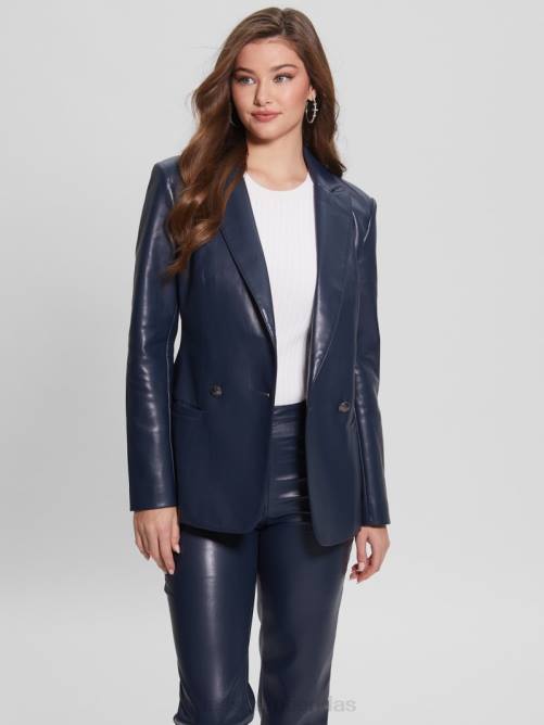 GUESS blazer emelie de piel sintética mujer 0P8X1912 azul ennegrecido vestir
