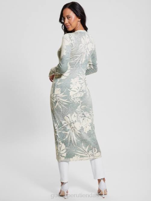 GUESS cárdigan largo odette mujer 0P8X1747 estampado de selva de helechos polvorientos vestir