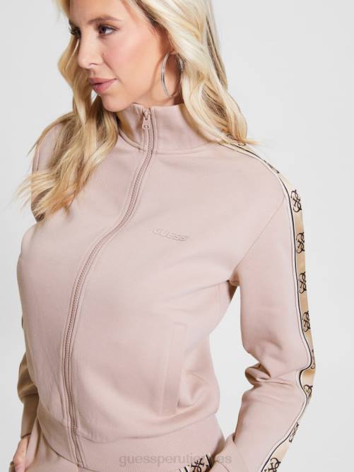 GUESS chamarra ecológica con cinta del logo de Britney mujer 0P8X1839 elegante color topo vestir