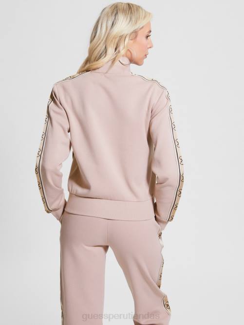 GUESS chamarra ecológica con cinta del logo de Britney mujer 0P8X1839 elegante color topo vestir