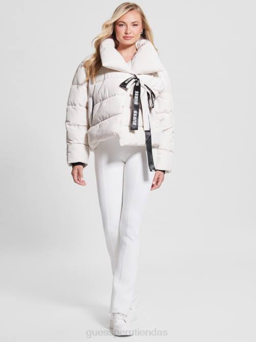 GUESS chaqueta acolchada con lazo claudia mujer 0P8X1978 tono pergamino vestir